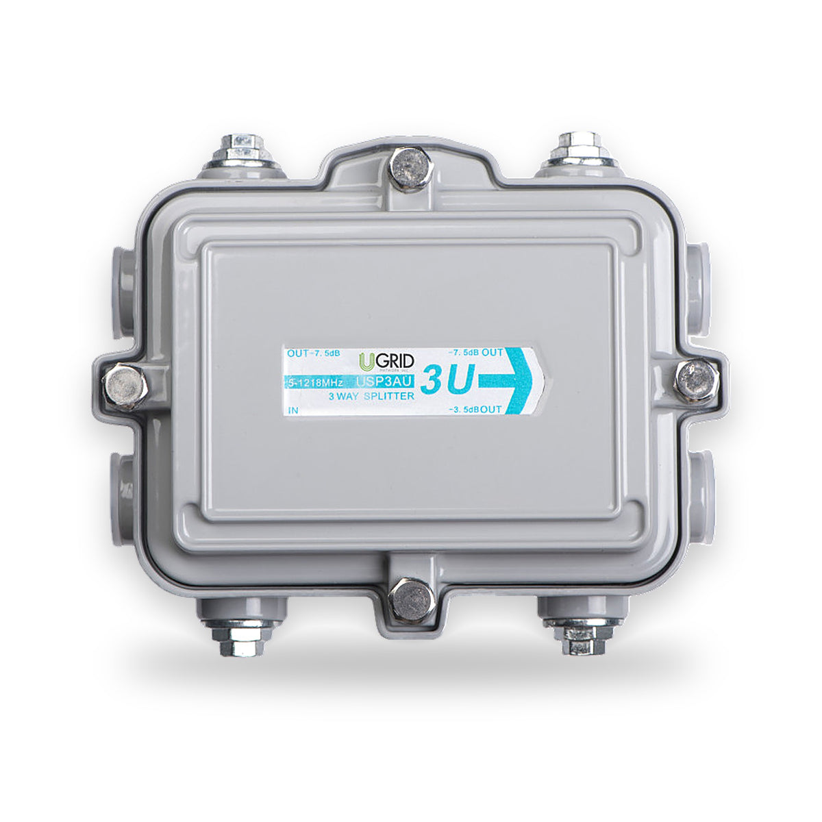 UGRID 3-Way Splitter BCV series outdoor CATV splitter, 5–1218 MHz
